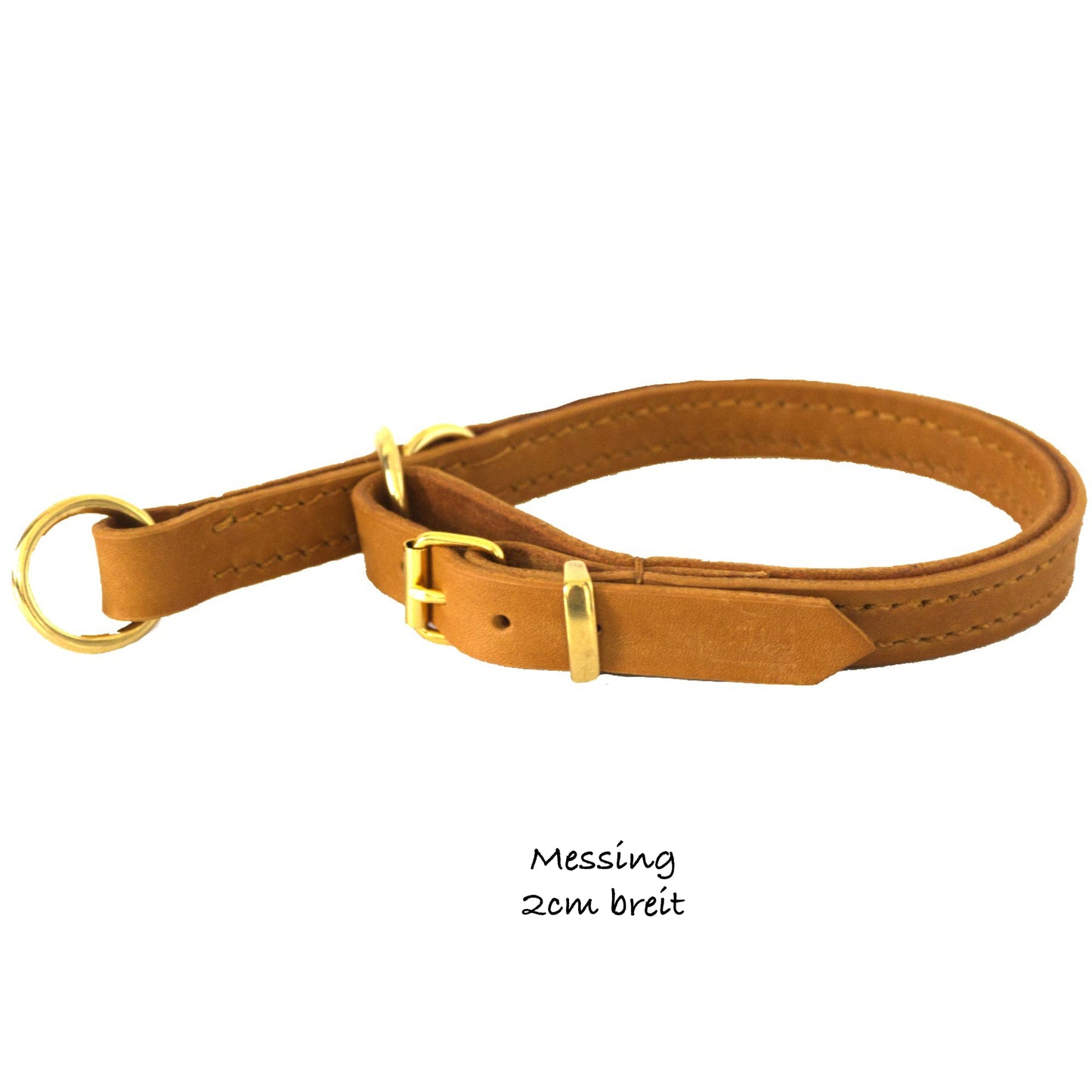 Zugstopp Halsband Solid, verstellbar, Cognac