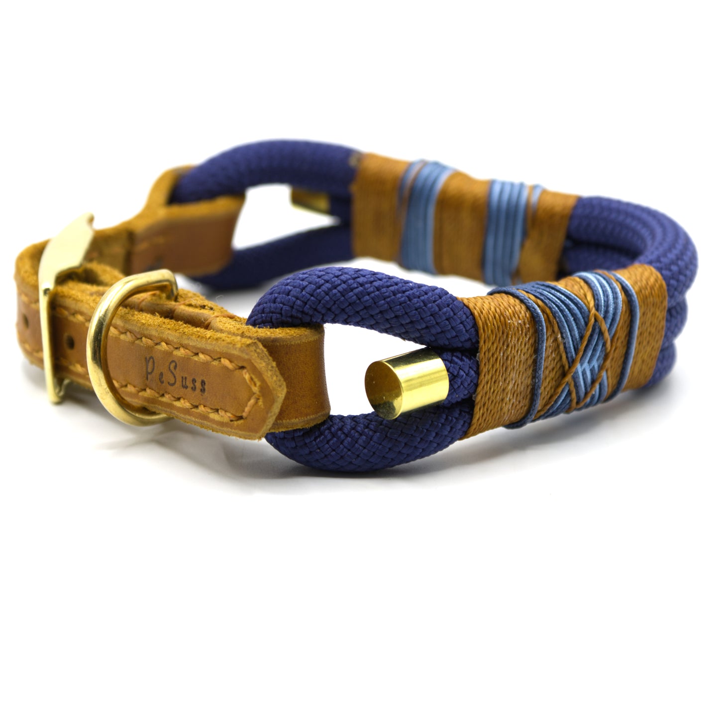 Halsband Marine Blau & Cognac