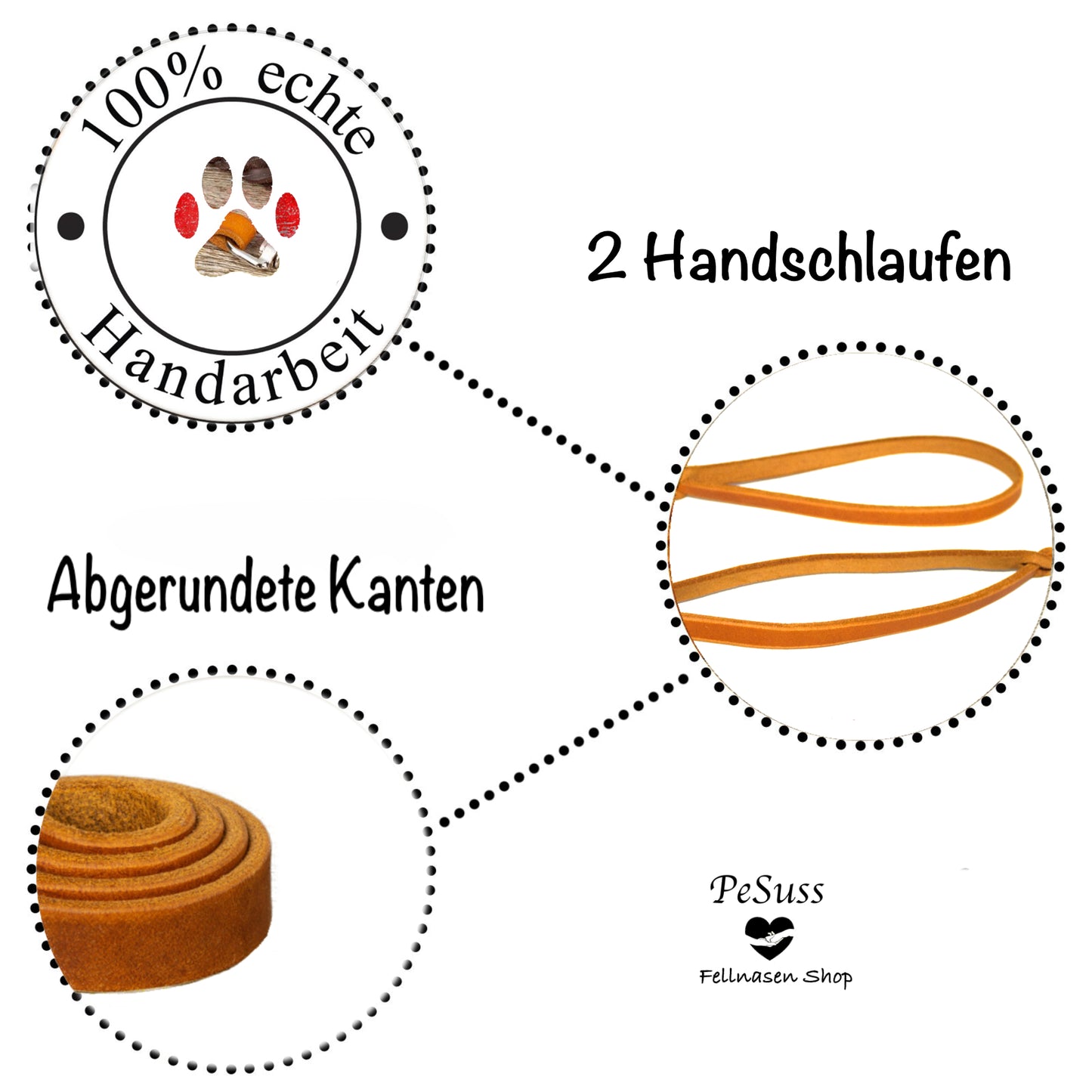 Fettlederleine mit 2 Schlaufen