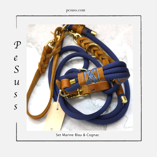 Set Marine Blau & Cognac