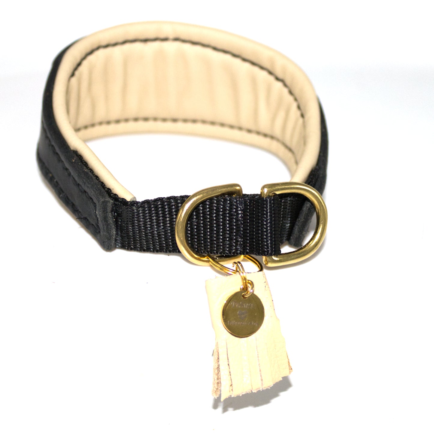 Windhundhalsband  Schwarz / Nude