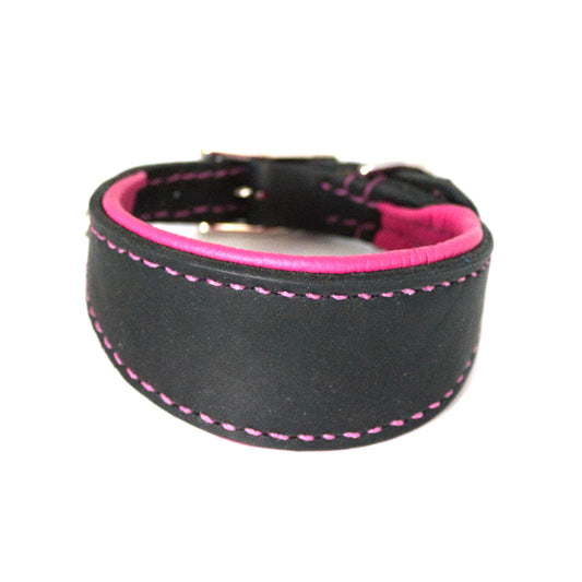 Windhundhalsband  Schwarz / Pink
