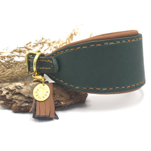 Windhundhalsband Winston Grün / Cognac
